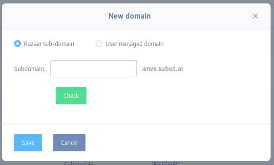 New domain dialog
